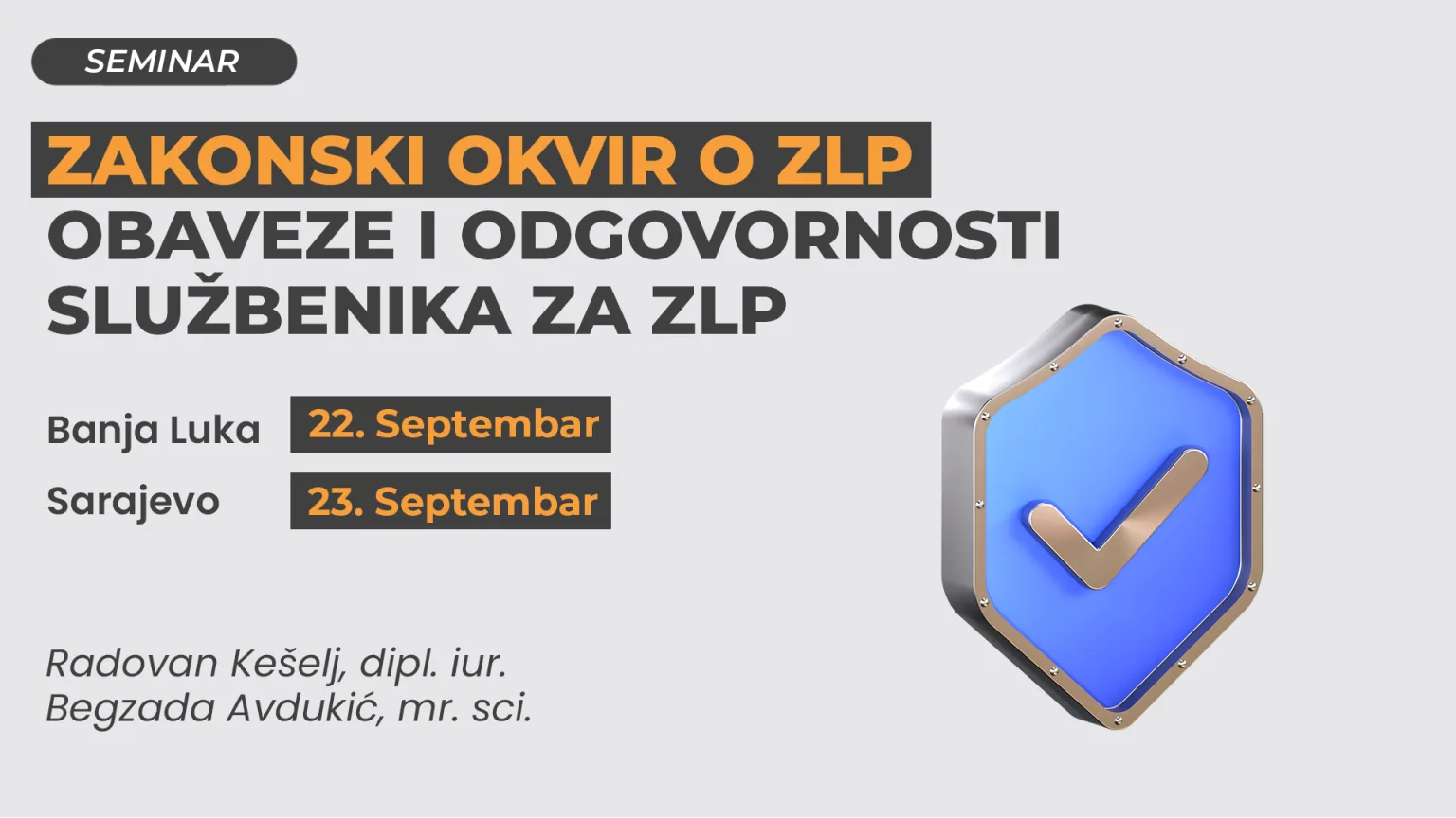 Seminar – Zaštita ličnih podataka – Septembar 2025