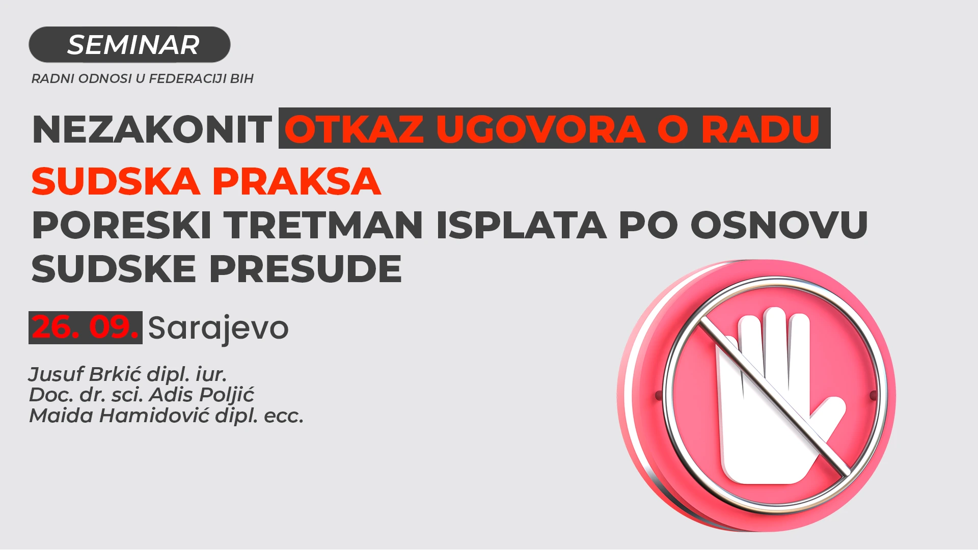 Seminar – Radni odnosi FBiH – Septembar 2025